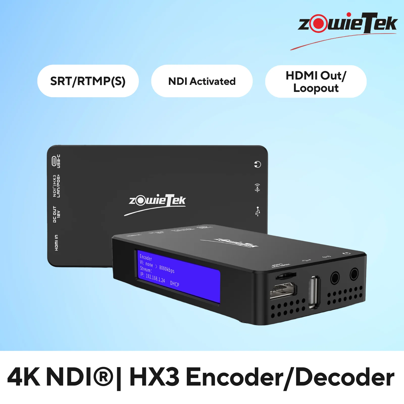 Zowietek 4K HDMI  ̺ Ʈ ڴ/ڴ, NDI, HX3 /÷̾,  ĸó  ڴ, SRT/RTMP(S)/RTSP